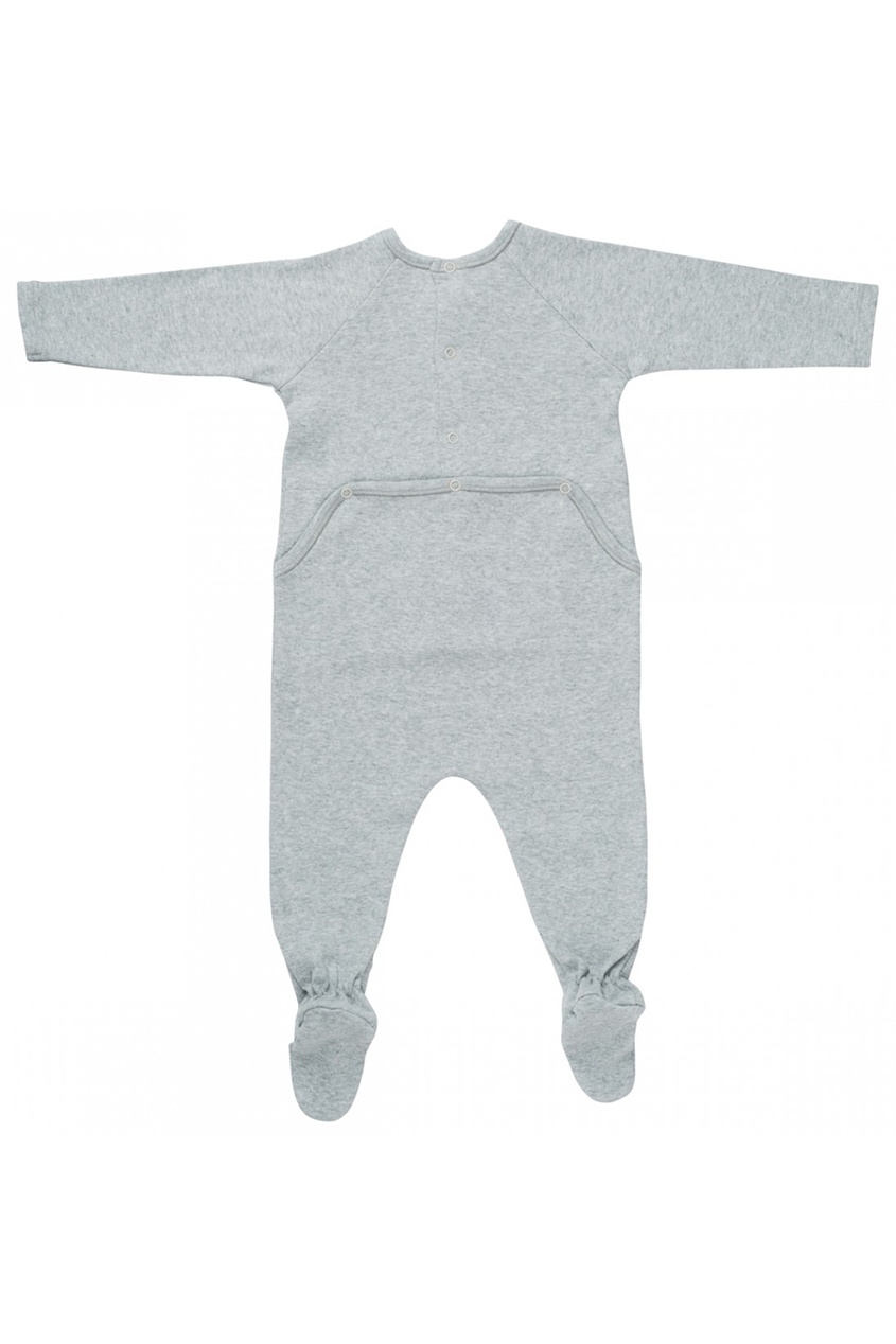 фото Хлопковый серый комбинезон с вышивкой bonpoint