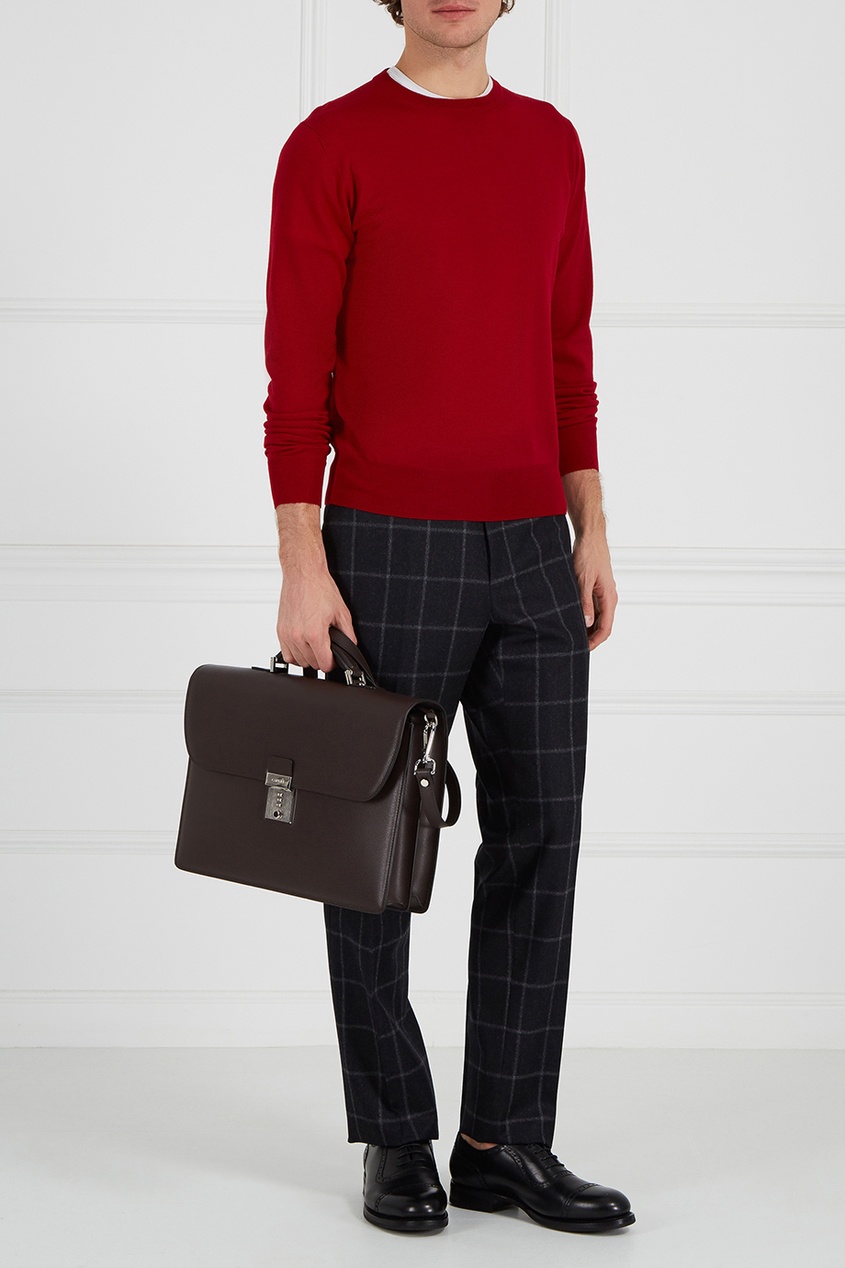 Портфель из сафьяновой кожи коричневый