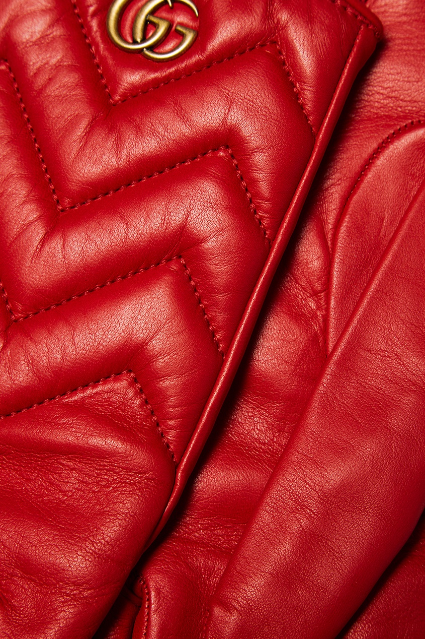 фото Красные кожаные перчатки gucci
