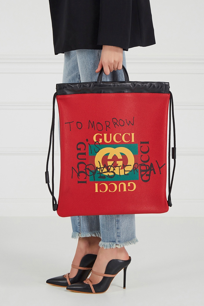 фото Красный кожаный рюкзак coco capitan gucci
