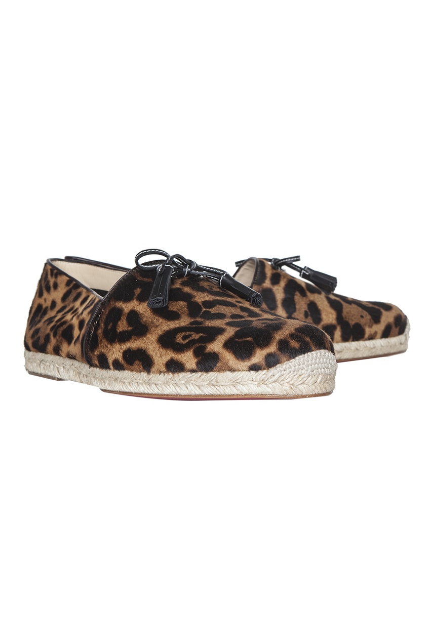 фото Кожаные эспадрильи Papiounet Flat Pony Leopard Luxor/Rope Christian louboutin