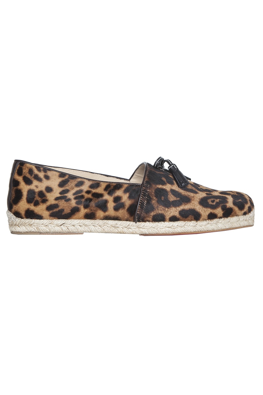 фото Кожаные эспадрильи Papiounet Flat Pony Leopard Luxor/Rope Christian louboutin