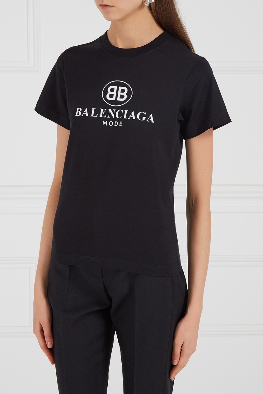 фото Хлопковая футболка с принтом balenciaga