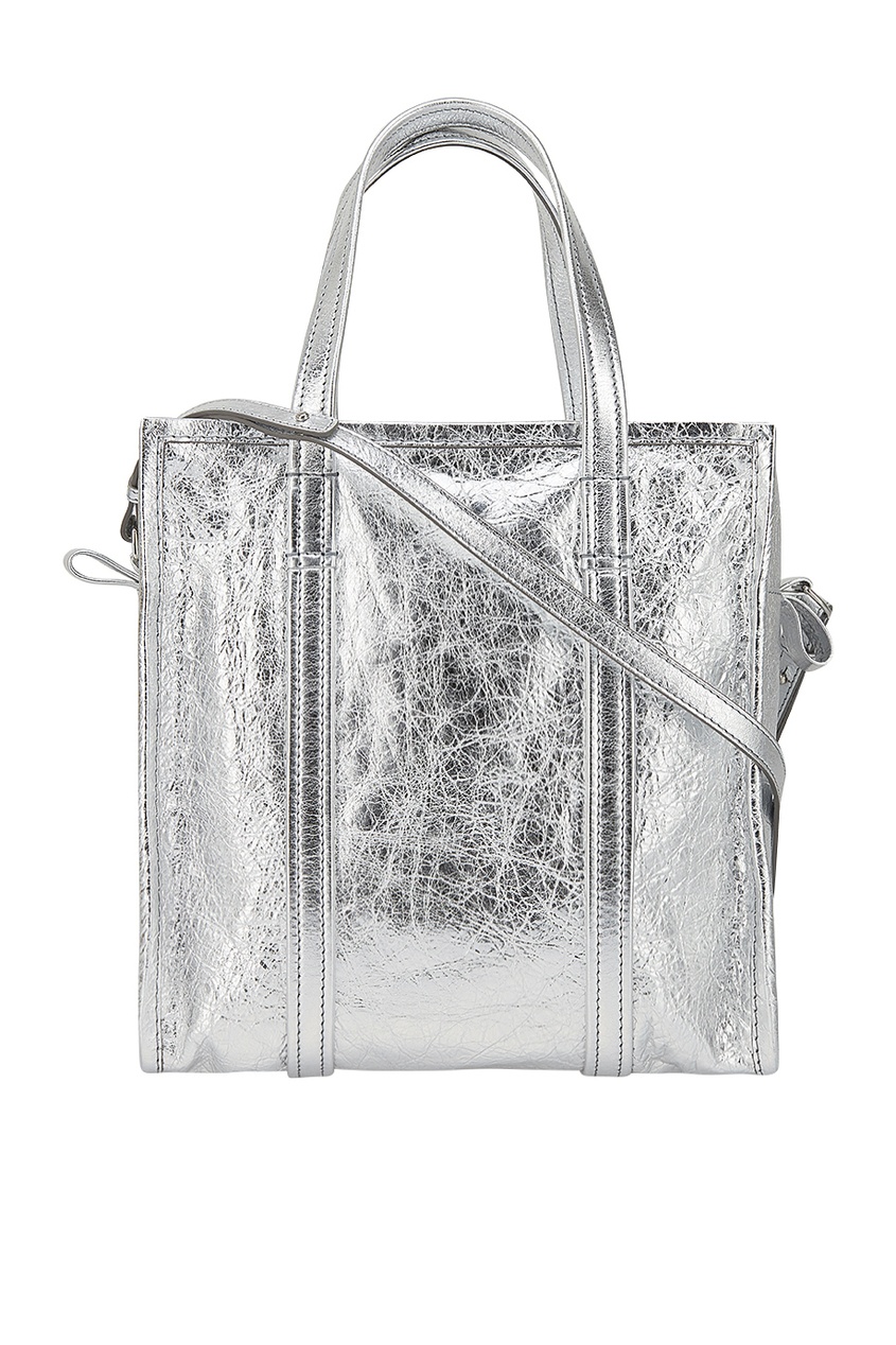 фото Серебристая сумка bazar shopper s balenciaga