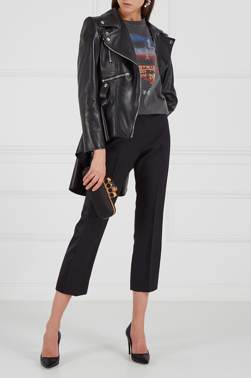 Черный атласный клатч Knuckle