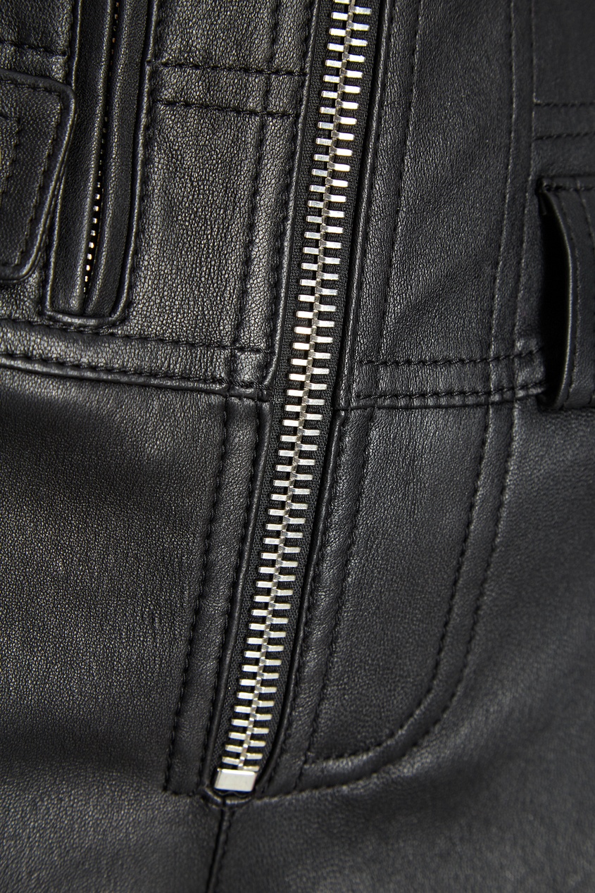 фото Кожаные брюки с молниями и кнопками alexander mcqueen
