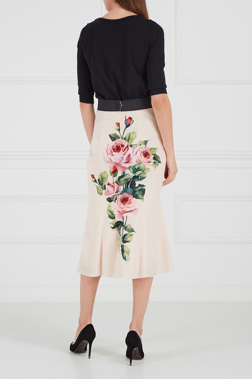фото Шелковая юбка с розами dolce&gabbana