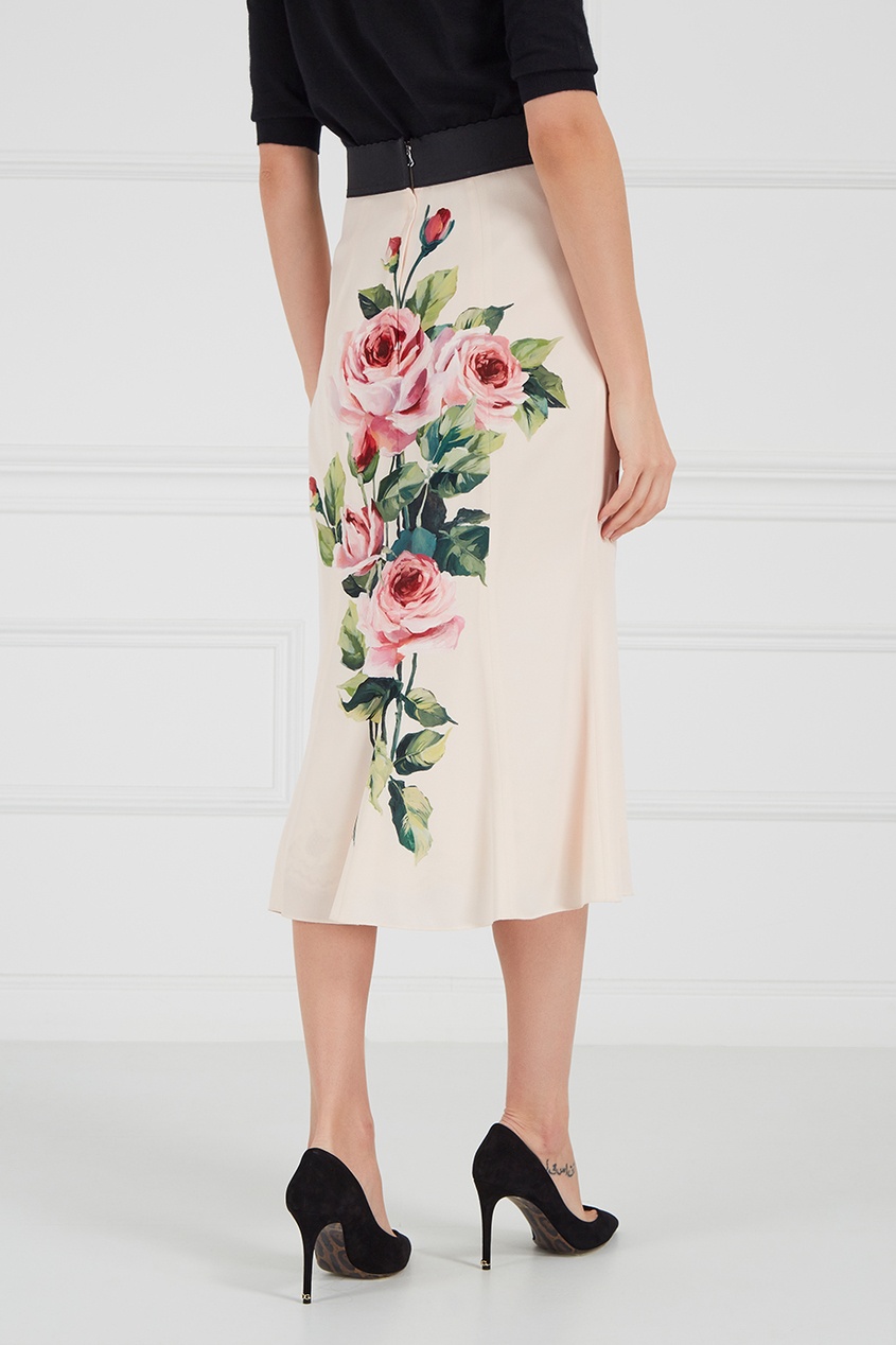 фото Шелковая юбка с розами Dolce&gabbana