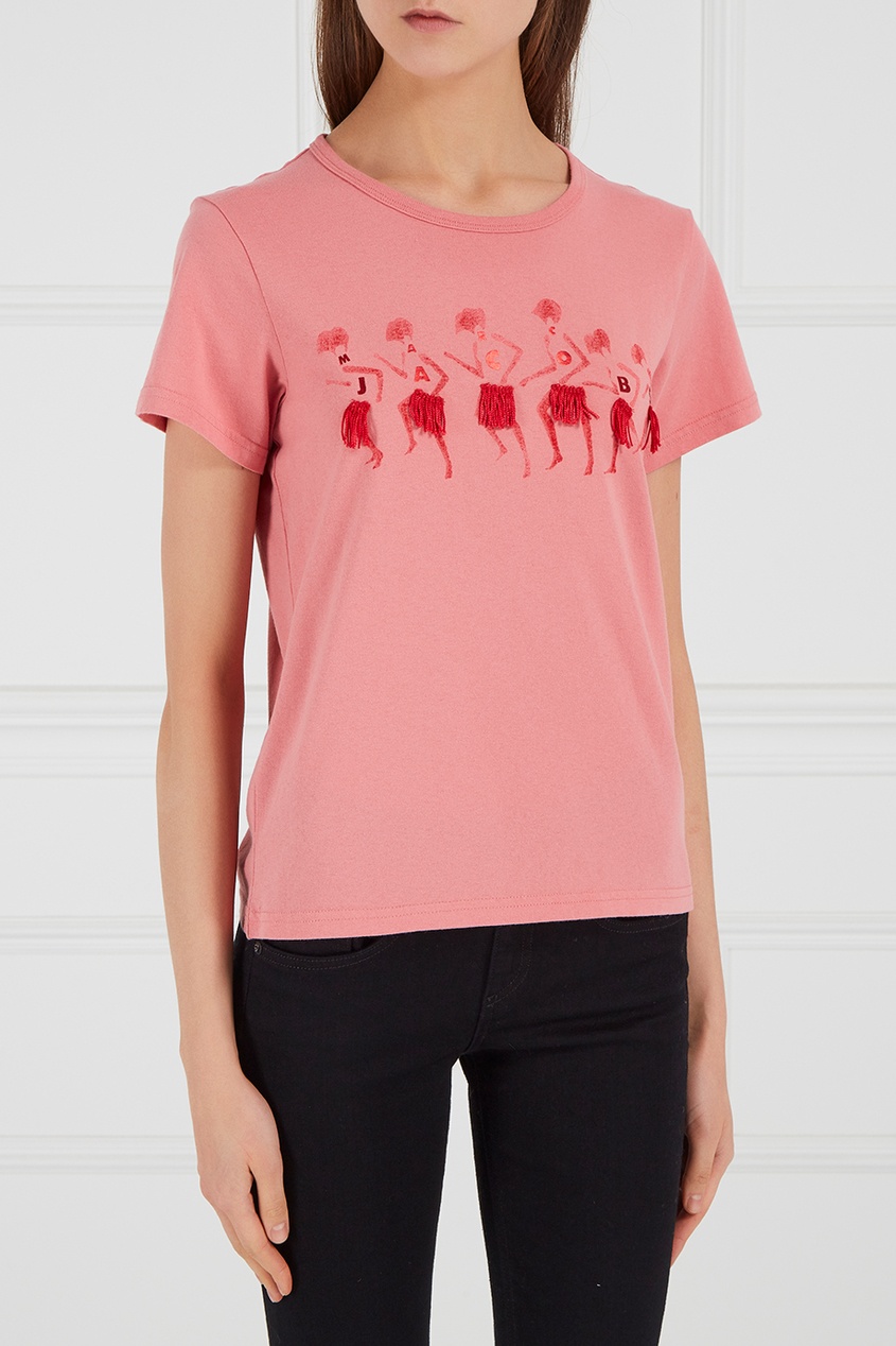 фото Розовая футболка с принтом и логотипом marc jacobs (the)