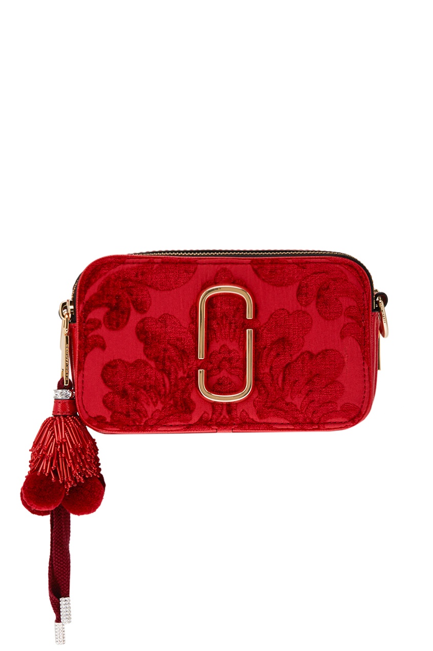 фото Кожаная сумка с бархатом snapshot красная marc jacobs (the)