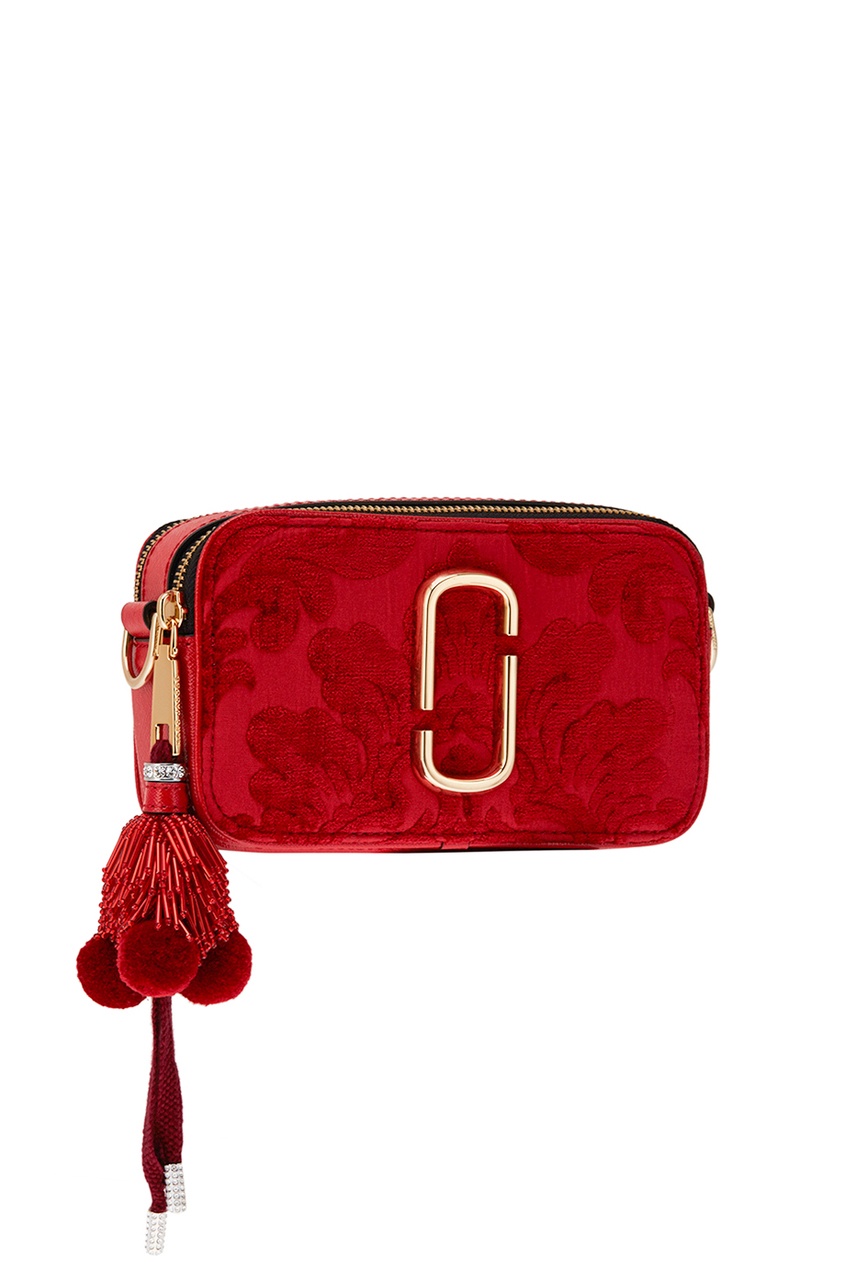 фото Кожаная сумка с бархатом snapshot красная marc jacobs (the)