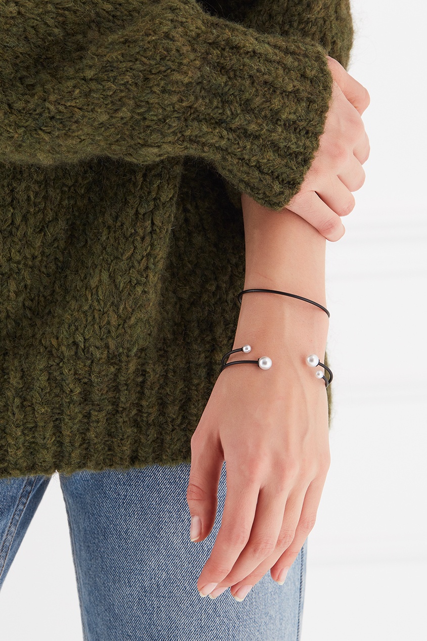 Двойной браслет с жемчужинами черный