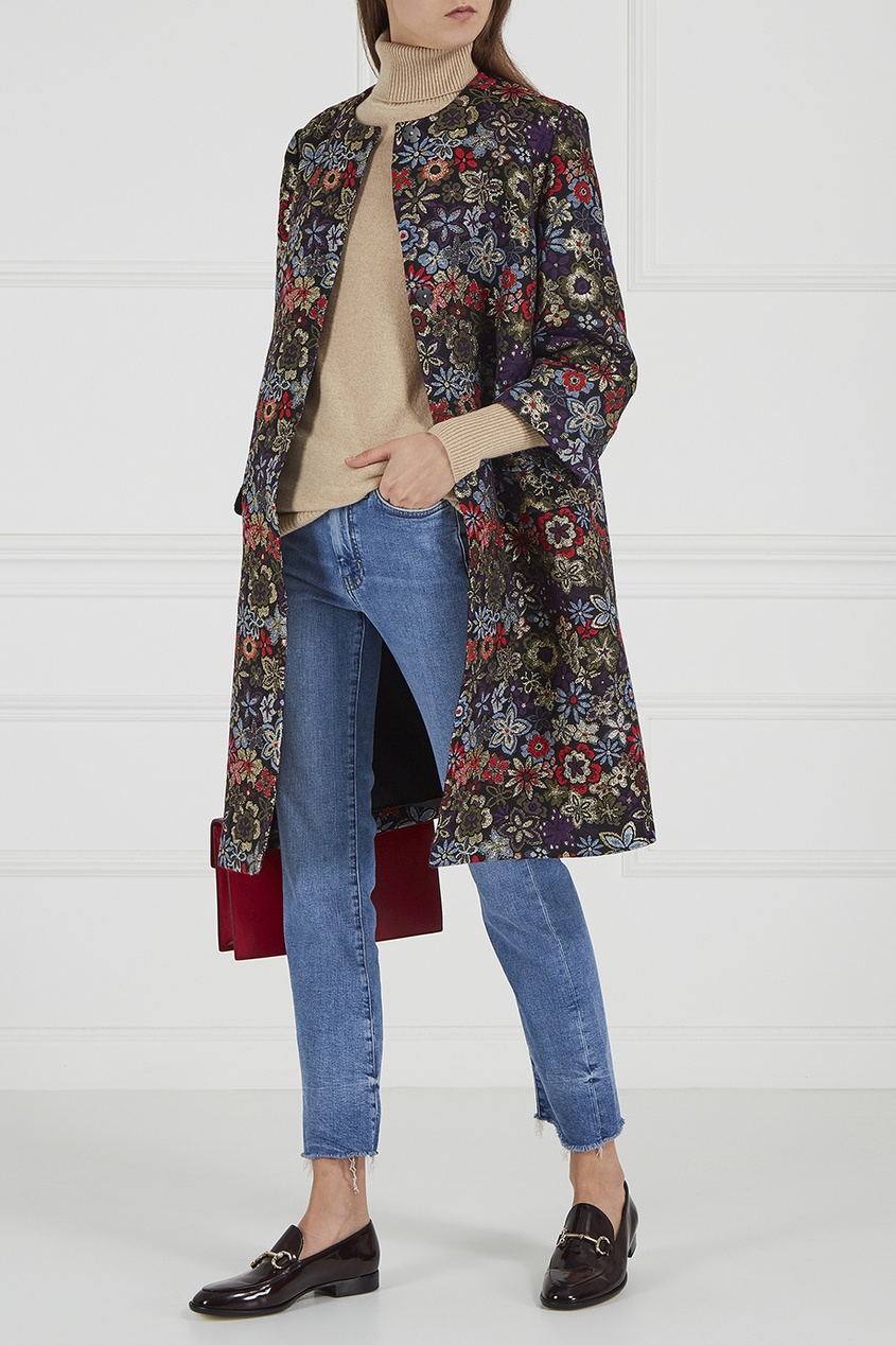 фото Жаккардовое пальто с цветами la pina