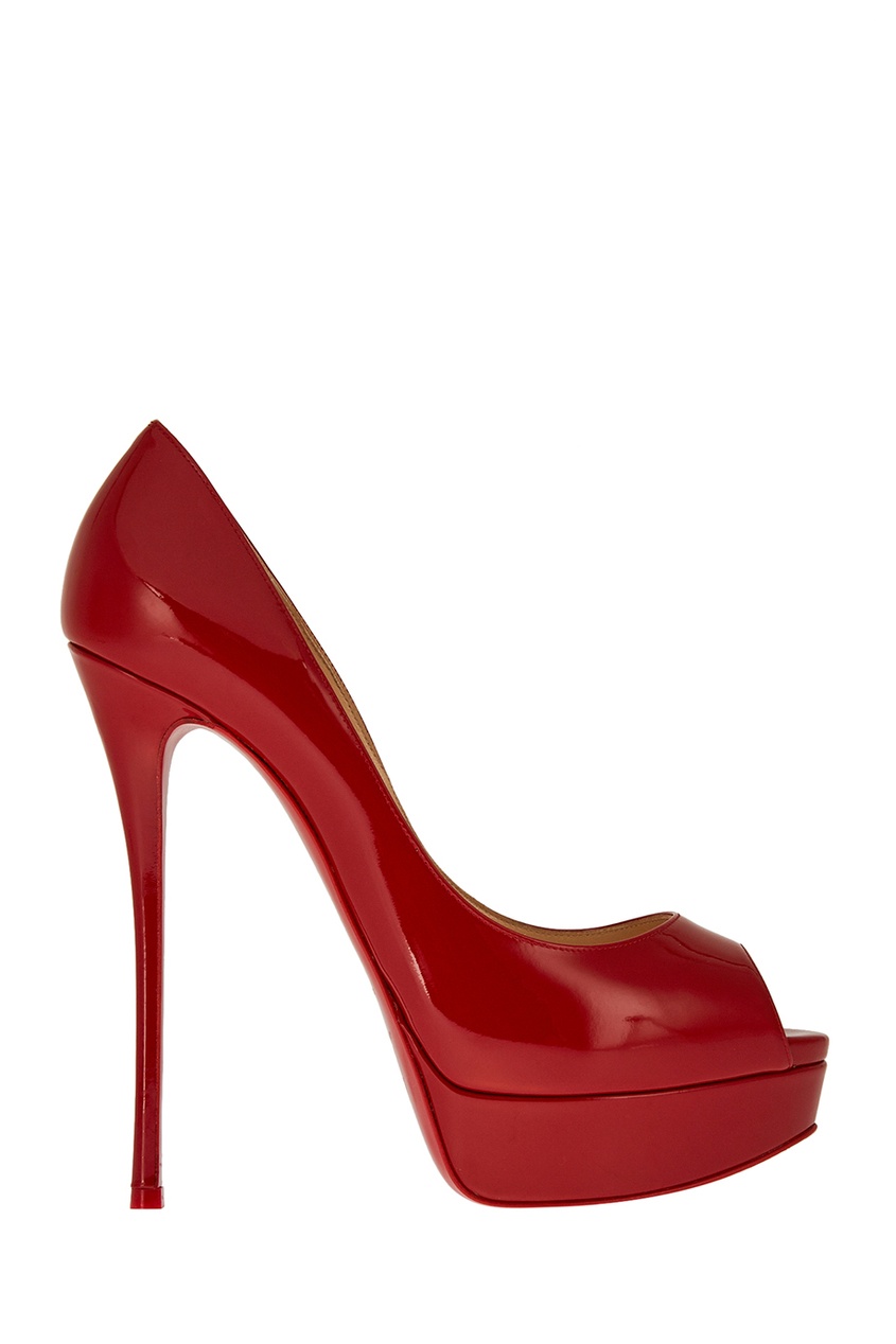 Красные лакированные туфли Fetish Peep 150 от Christian Louboutin