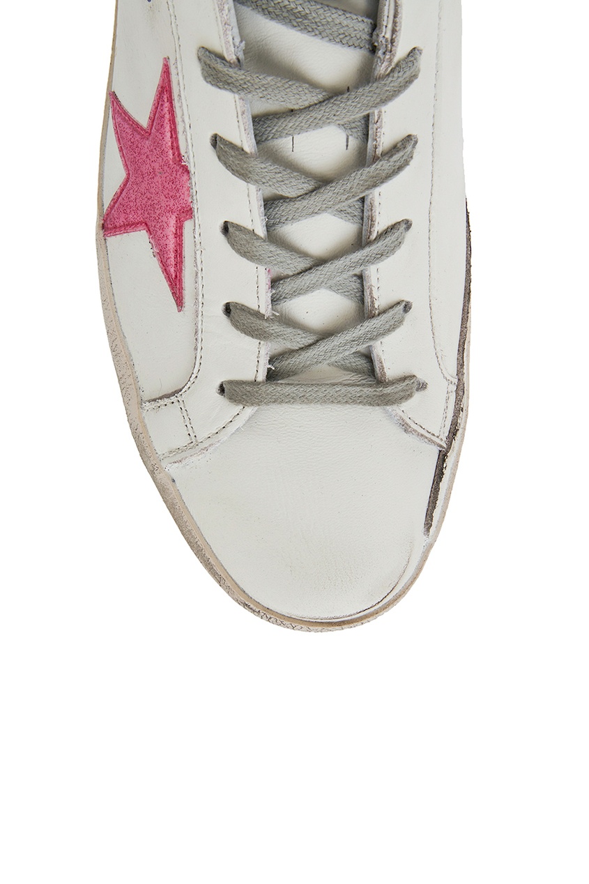 фото Кожаные кеды с розовыми звездами superstar golden goose deluxe brand