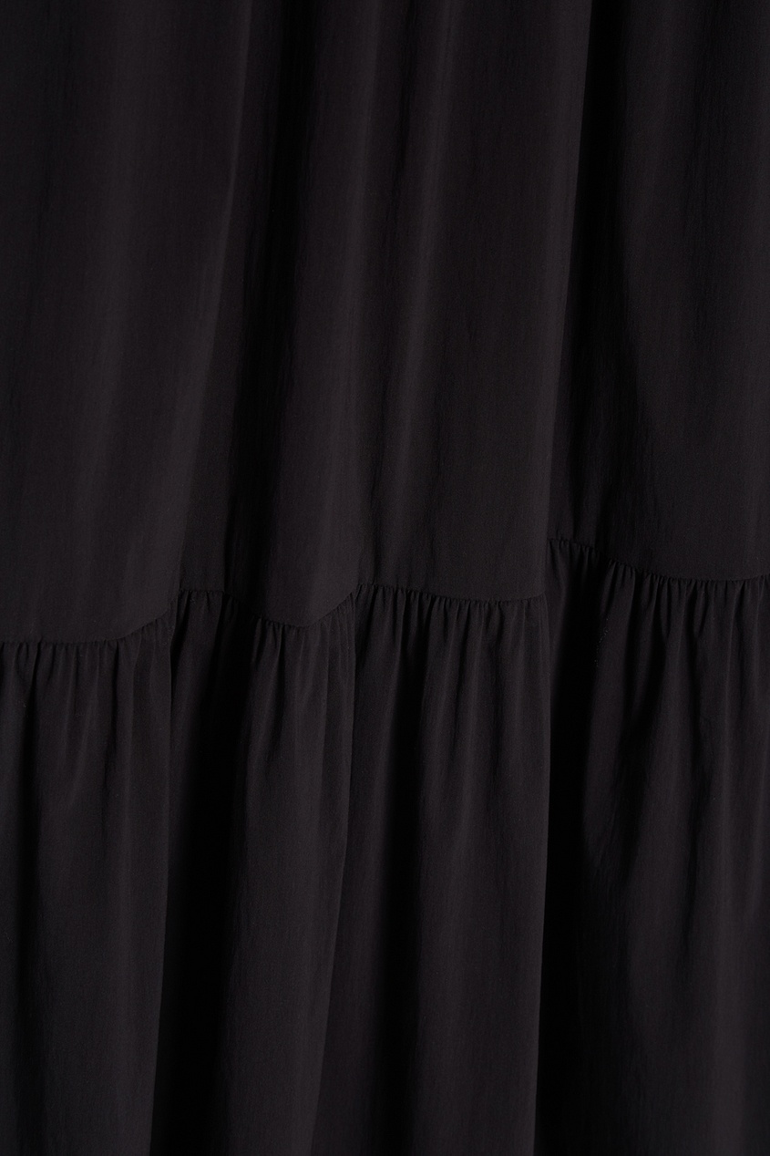 фото Черное хлопковое платье с воланами tegin