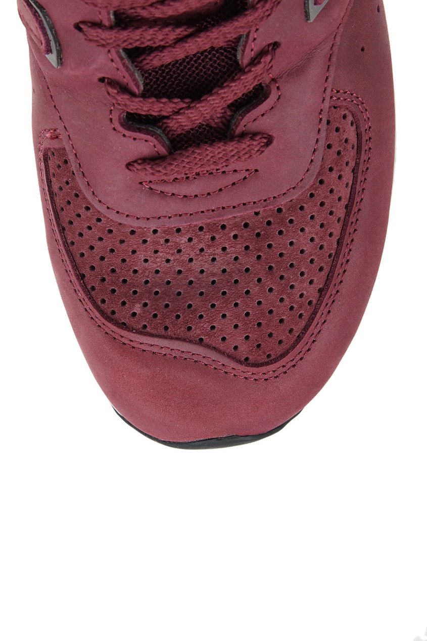 Бордовые кроссовки из кожи №576