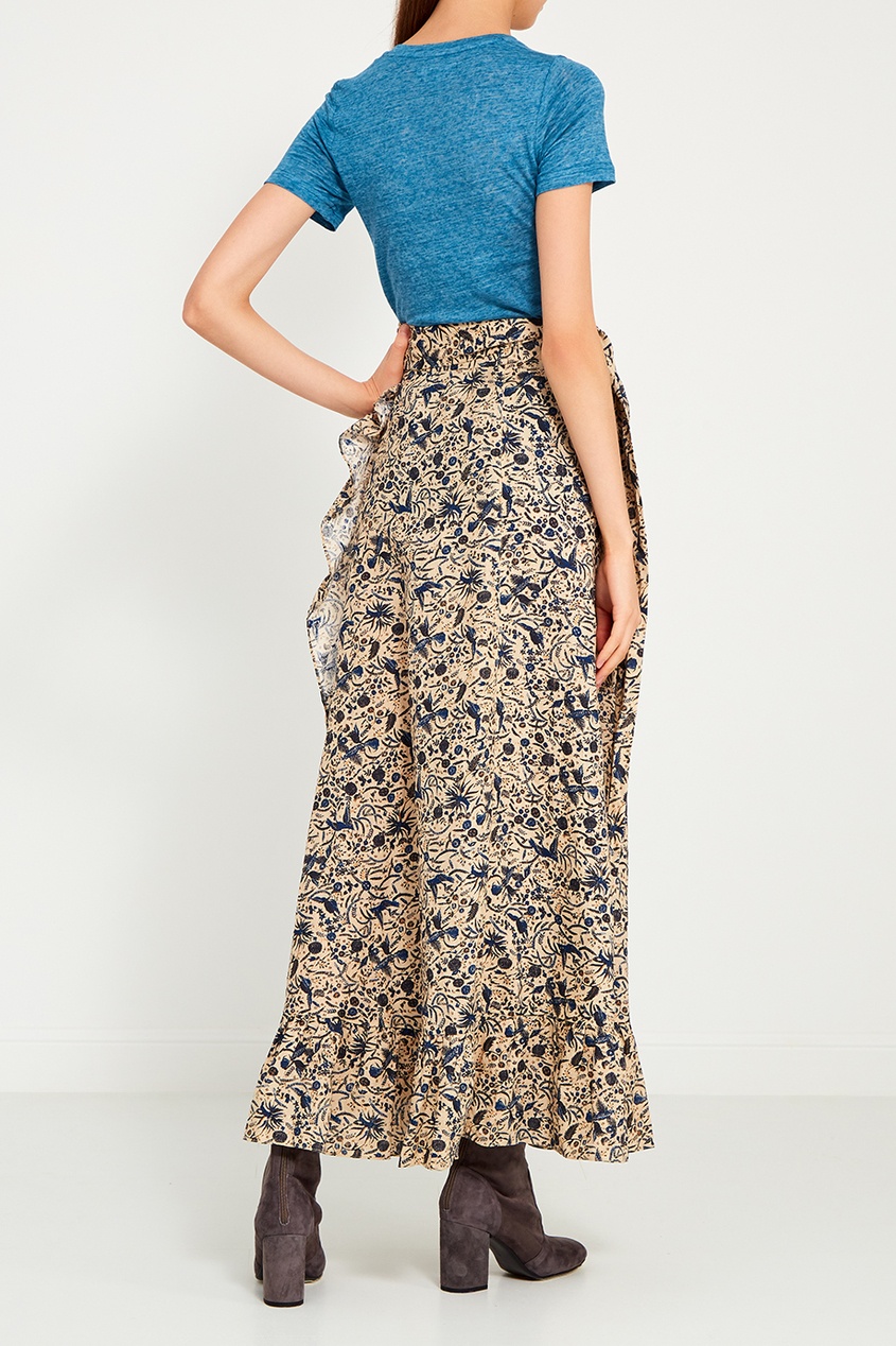 фото Льняная юбка с цветочным принтом isabel marant etoile