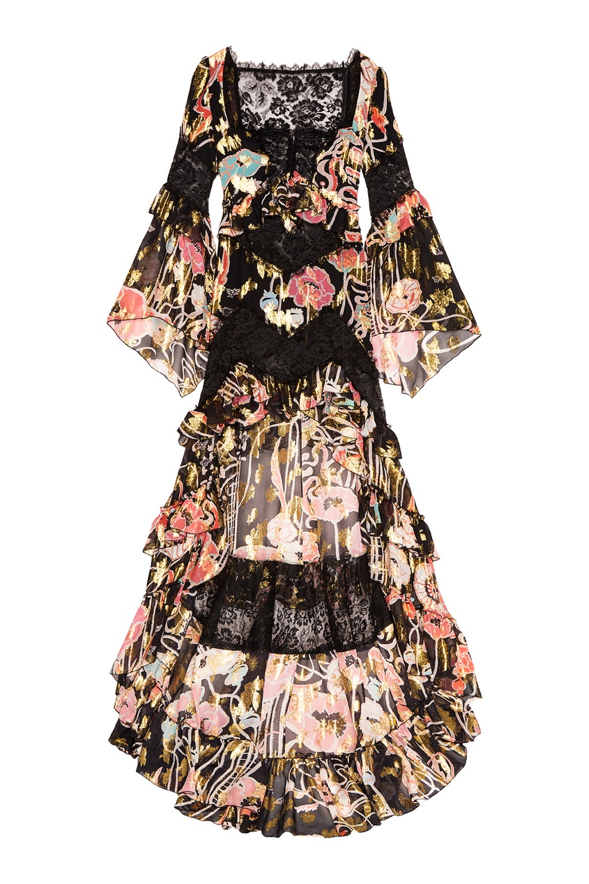 фото Шелковое платье-макси с цветами dundas