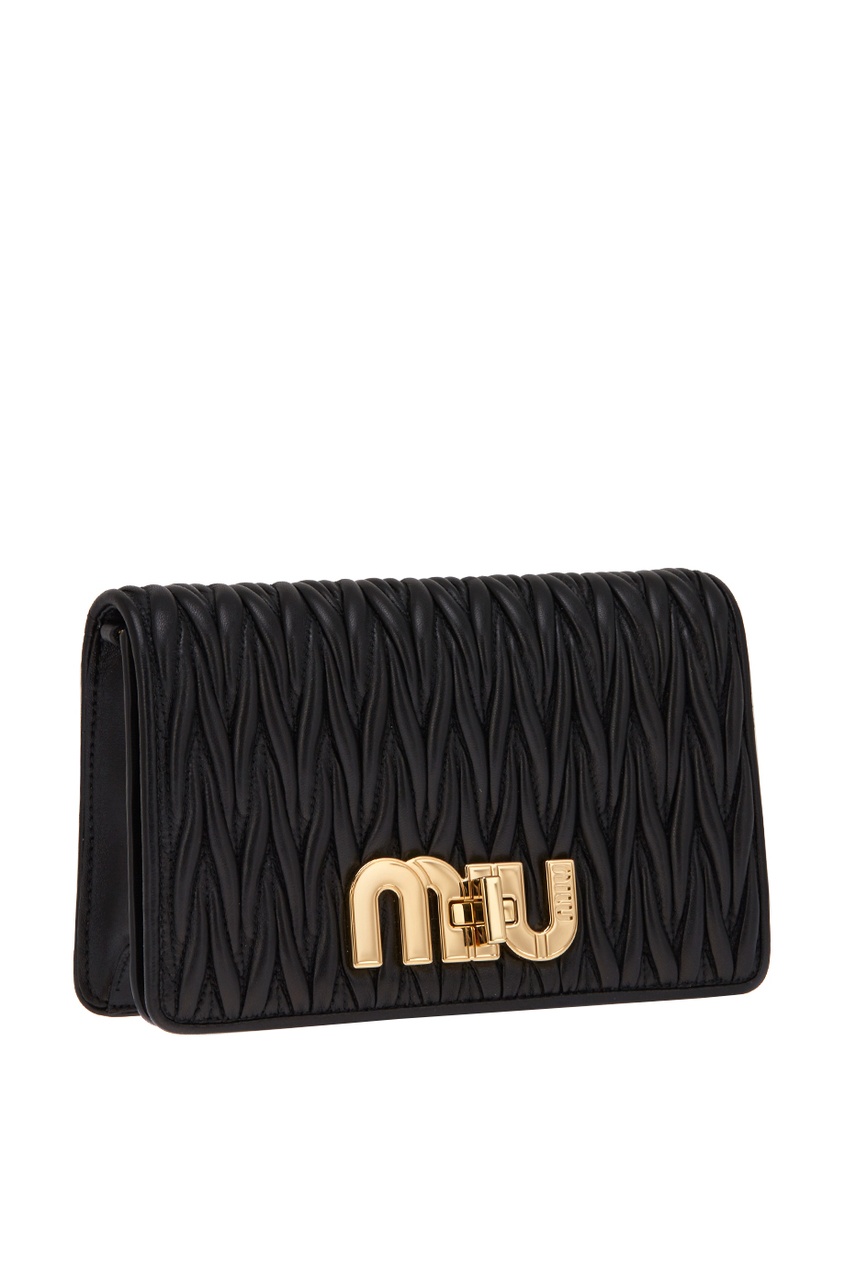 фото Драпированная сумка из кожи miu logo miu miu