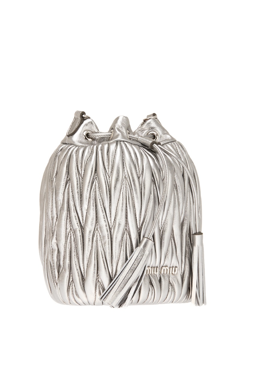 фото Серебристая сумка-торба bucket bag Miu miu