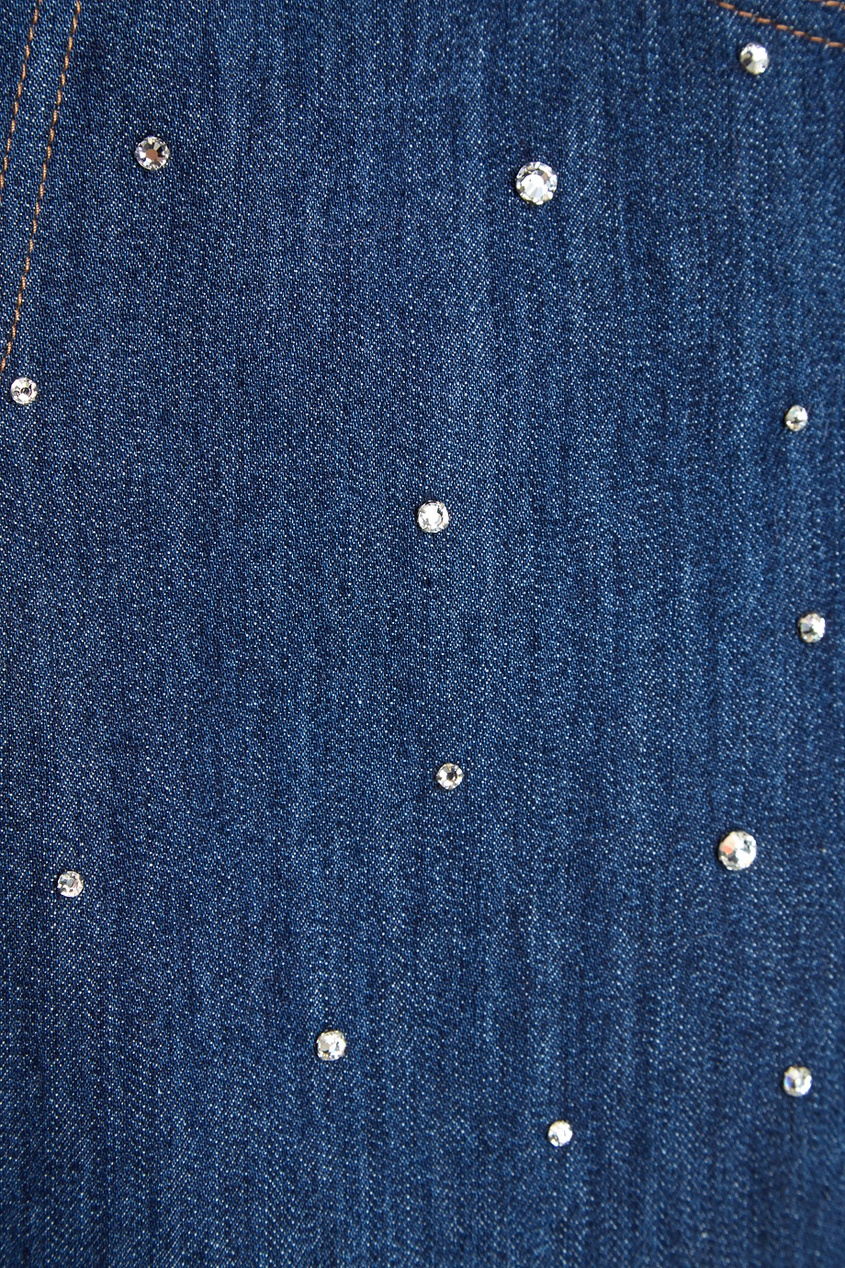 фото Синие джинсы с кристаллами miu miu