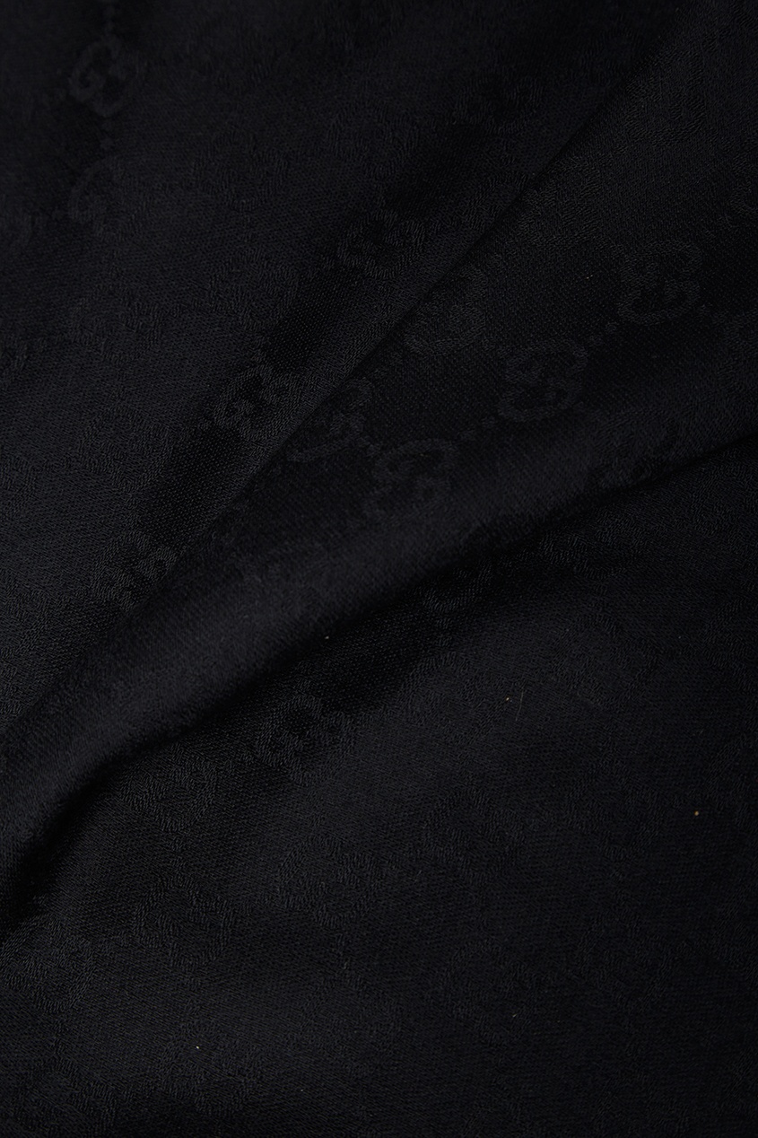 фото Черный шерстяной шарф gucci