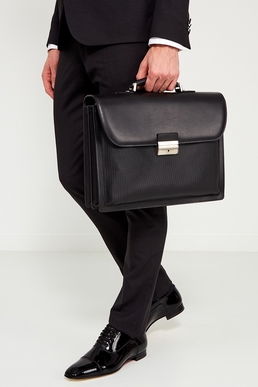 Кожаный портфель черный