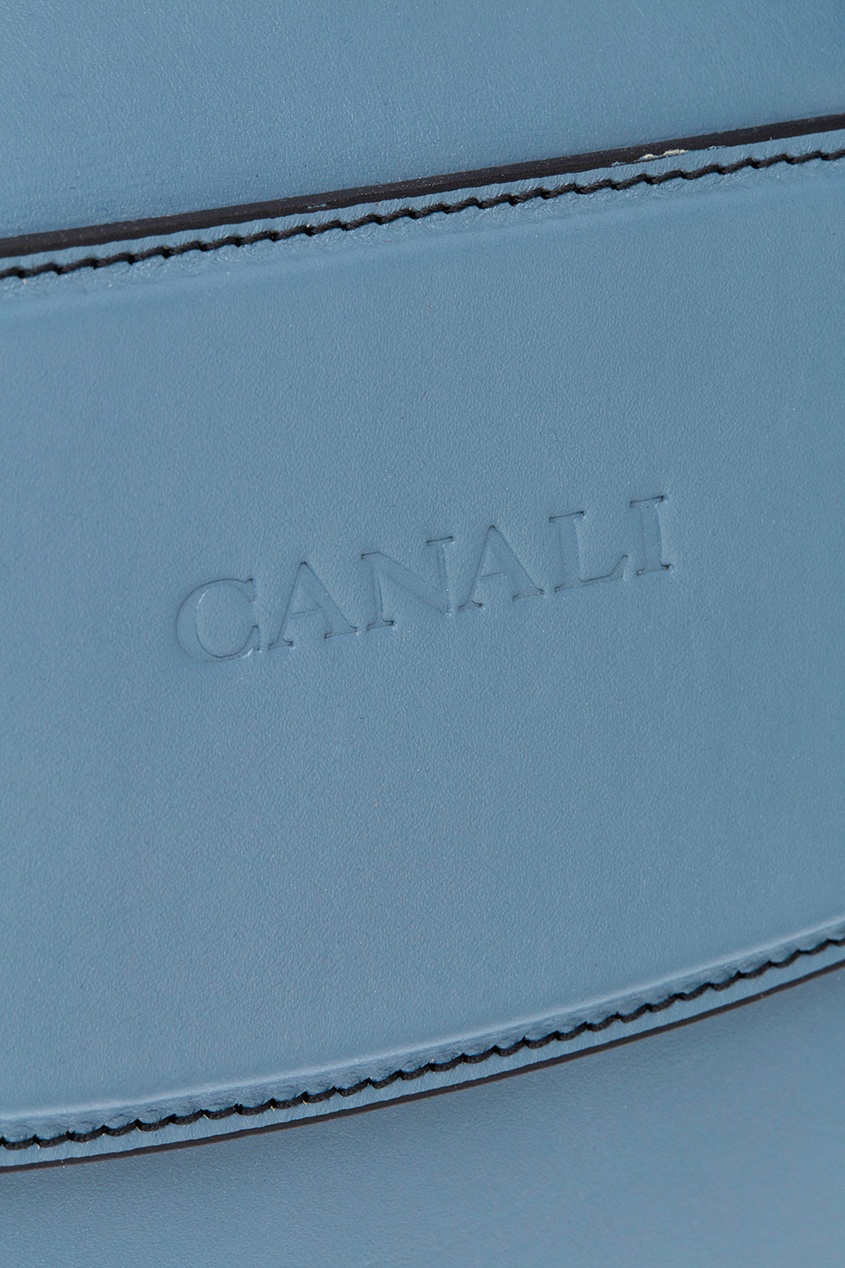 фото Кожаный портфель голубого цвета Canali