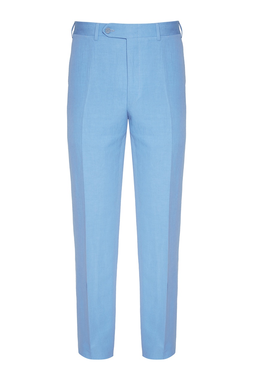 фото Голубые брюки из шелка и льна canali