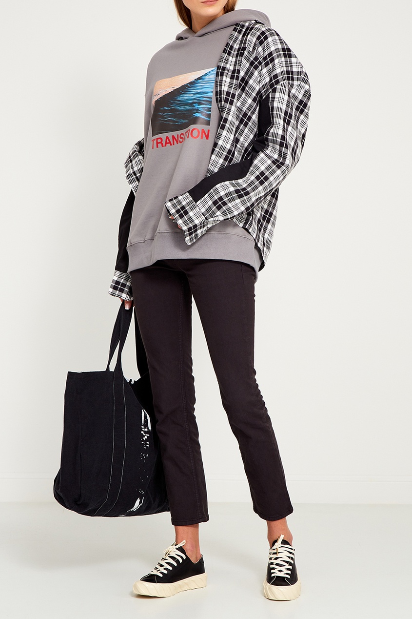 Черные кожаные кеды