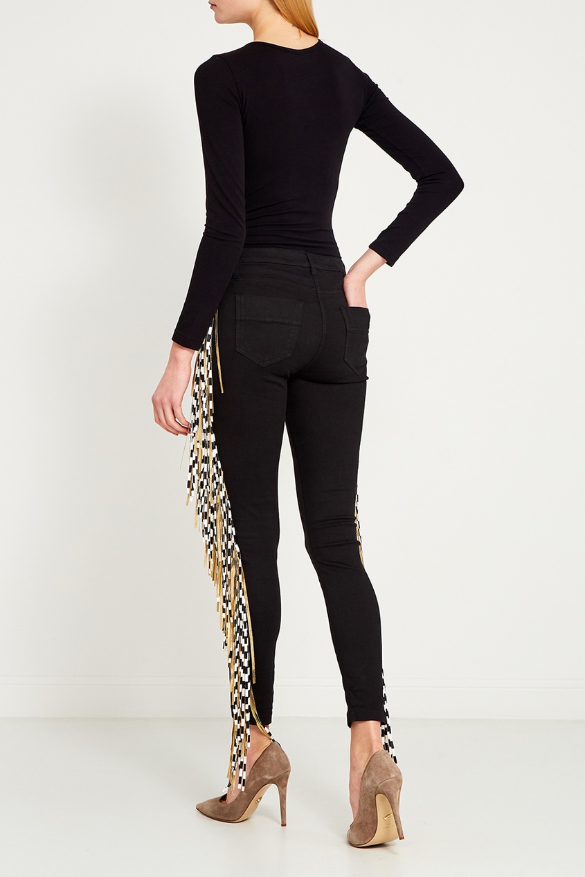 

Черные джинсы с бахромой, Черный