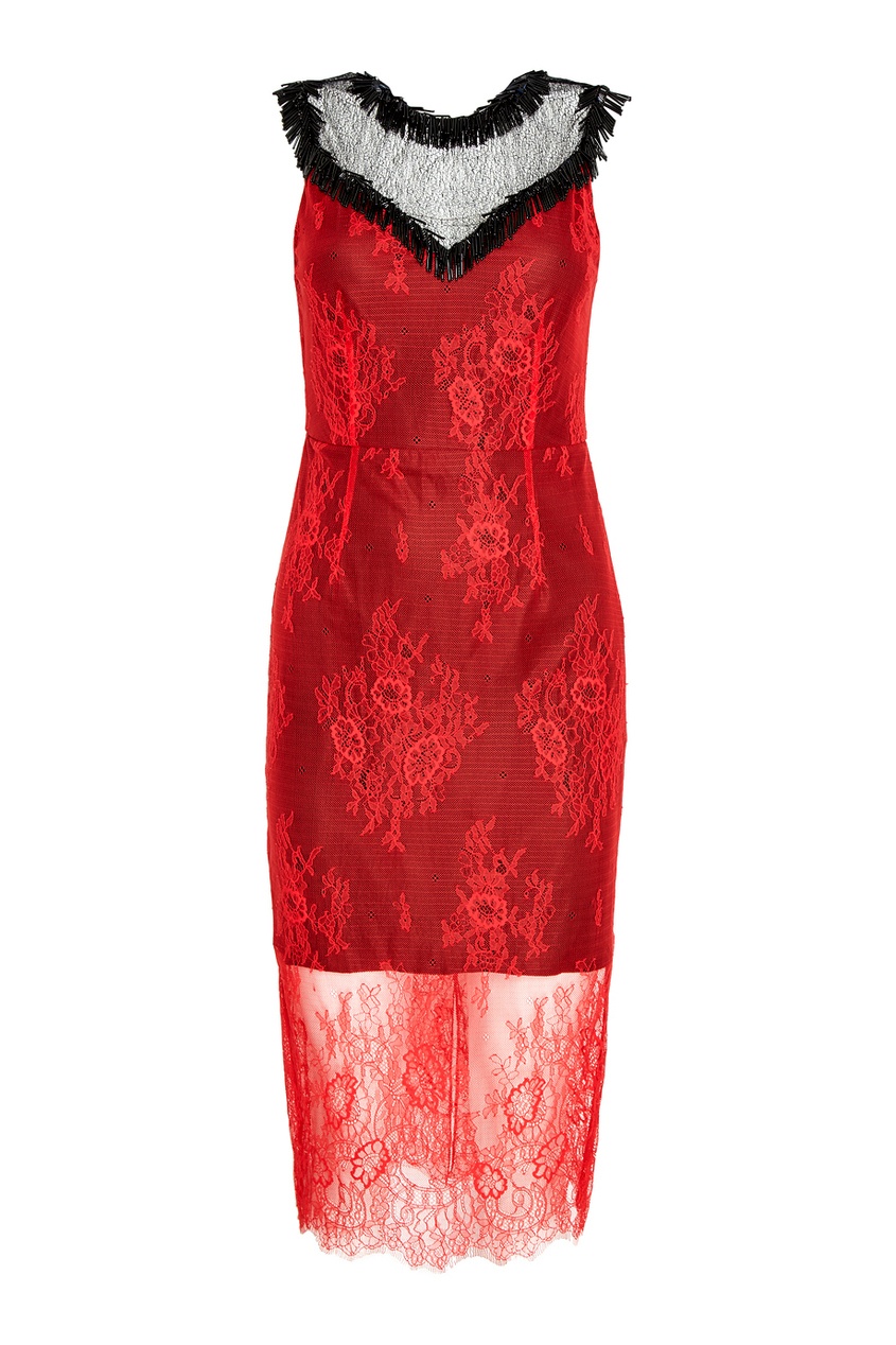 фото Красное платье из кружева Diane von furstenberg