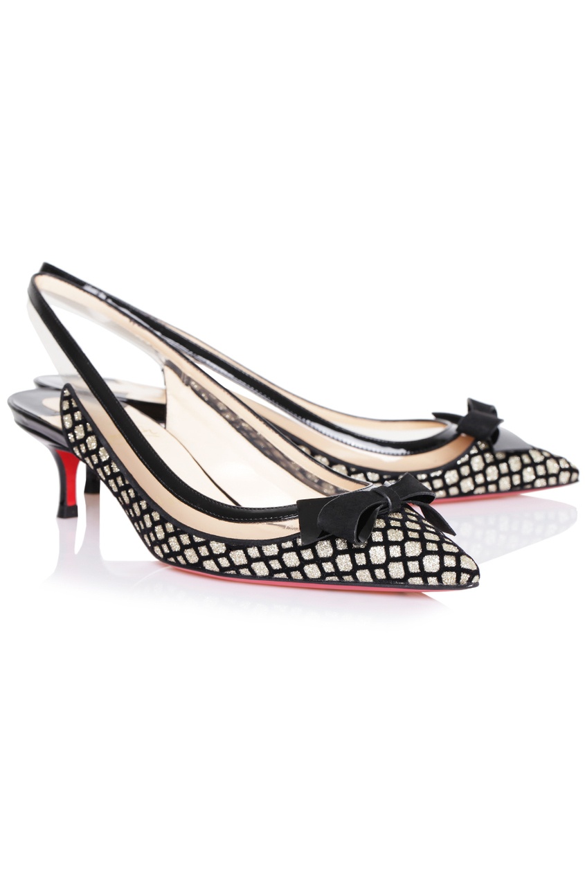 фото Туфли из хлопка, кожи и пластика suspenodo sling 45 Christian louboutin