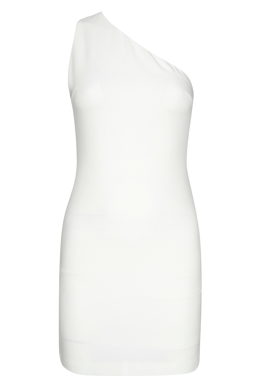 фото Белое платье-мини с открытым плечом alice + olivia