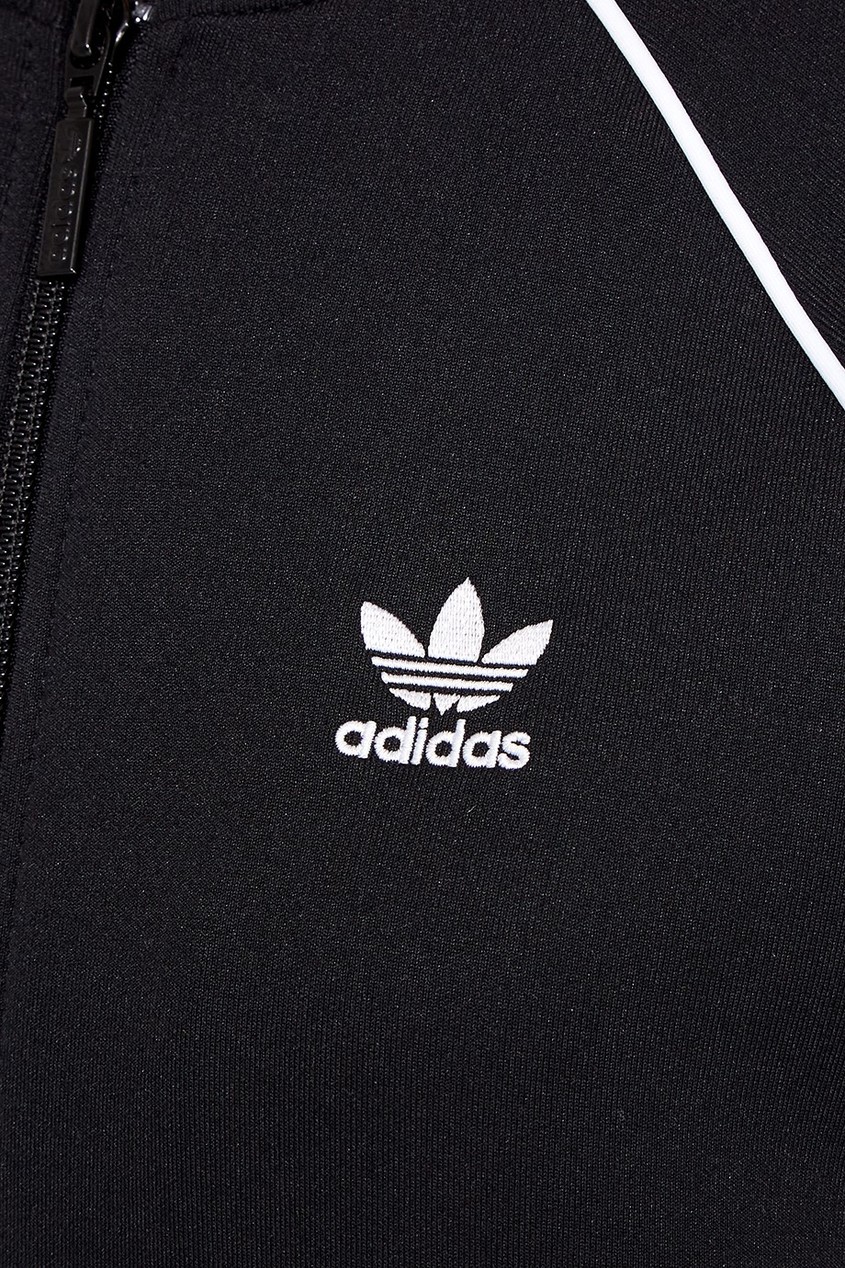 фото Черная олимпийка с полосками на рукавах Adidas