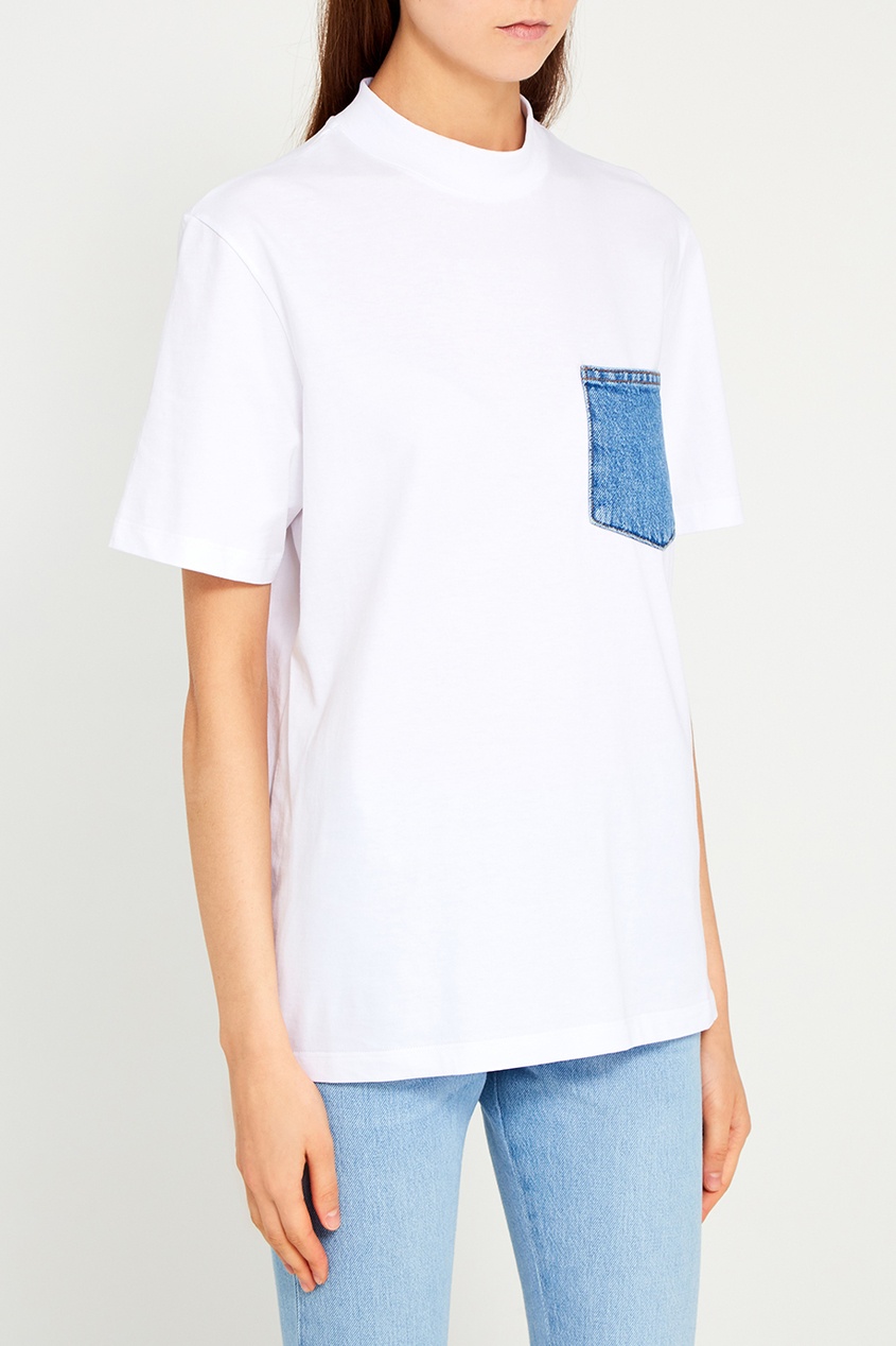 фото Хлопковая футболка с джинсовым карманом msgm