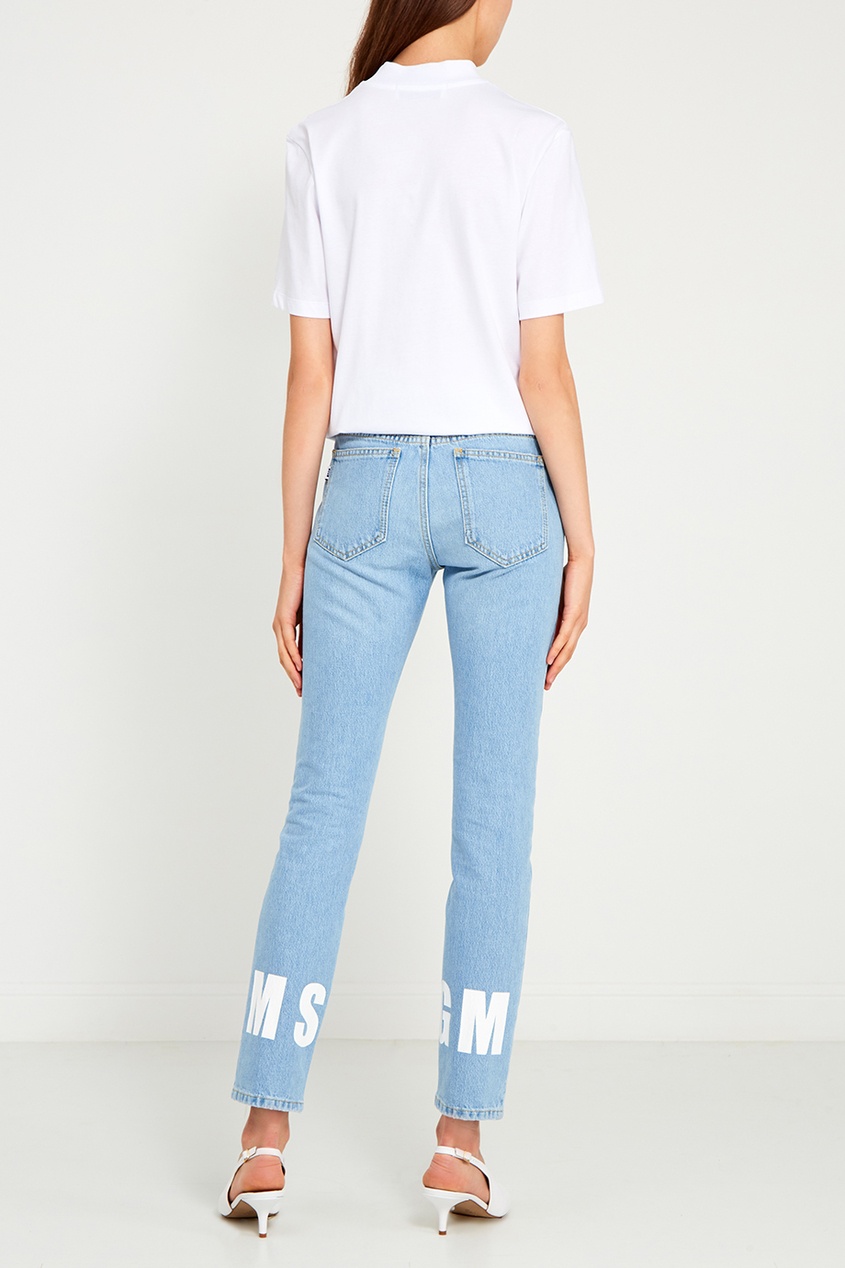 фото Хлопковая футболка с джинсовым карманом msgm