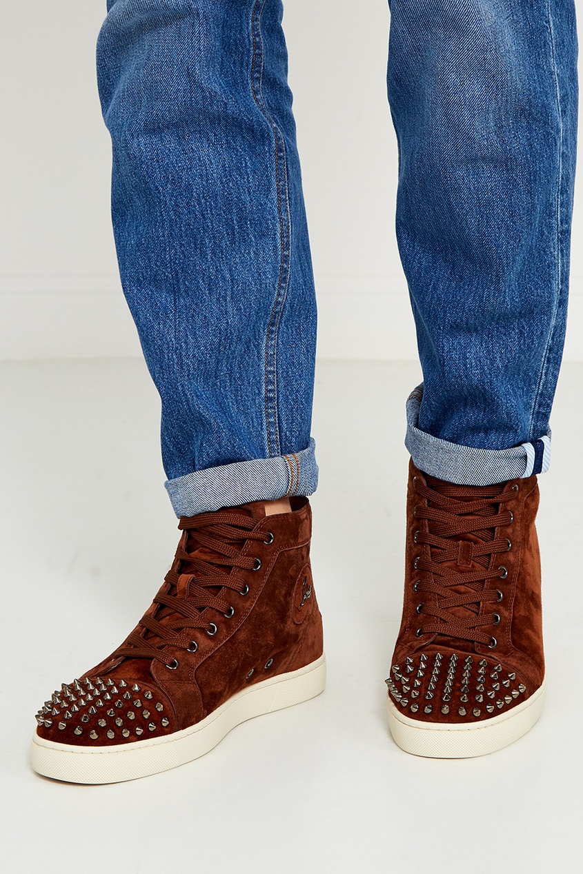 Коричневые кеды из замши Lou Spikes Flat
