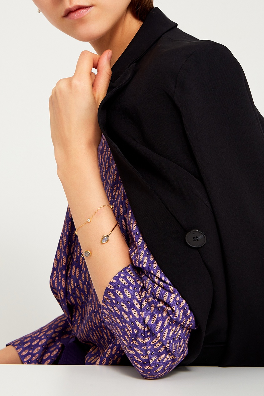 Золотистый серебряный браслет с камнями