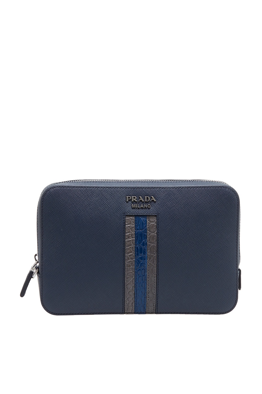 фото Синяя кожаная сумка Prada