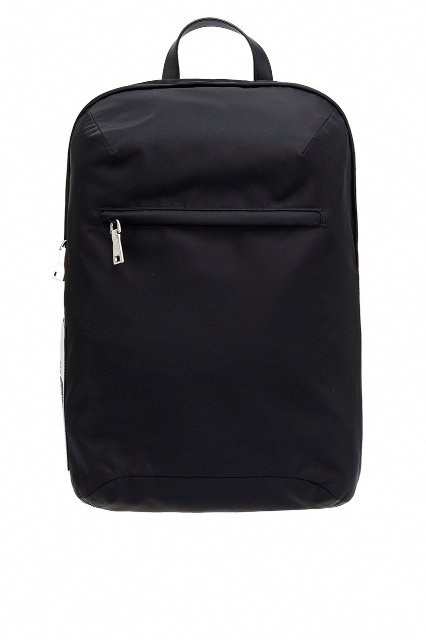 фото Черный текстильный рюкзак с нашивкой Prada