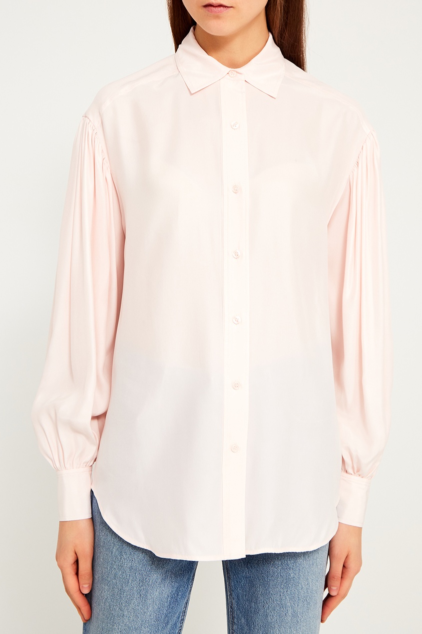 Розовая блузка из шелка