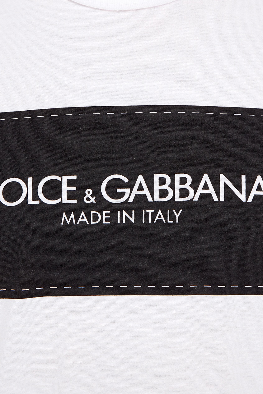 фото Белая хлопковая футболка с логотипом Dolce&gabbana