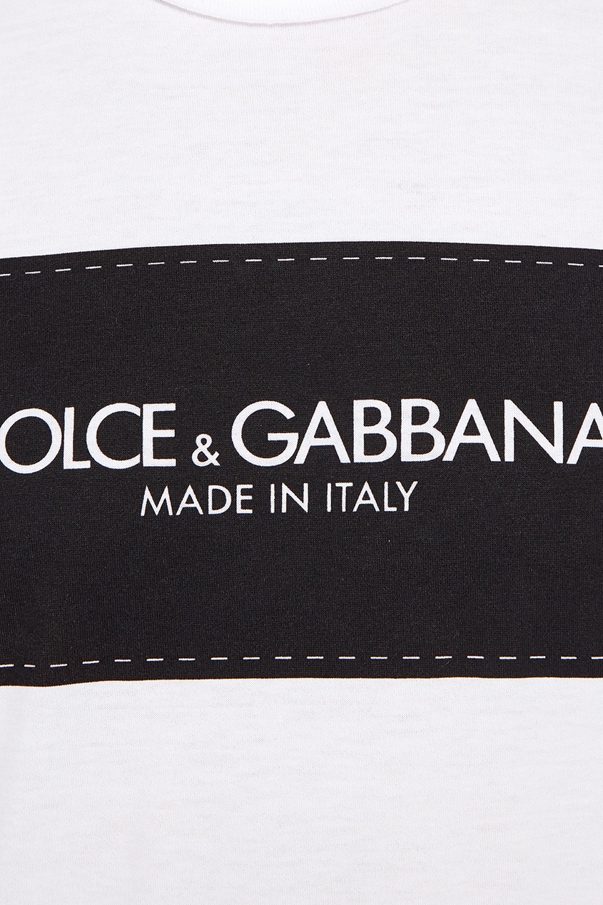 фото Белая хлопковая футболка с логотипом dolce&gabbana