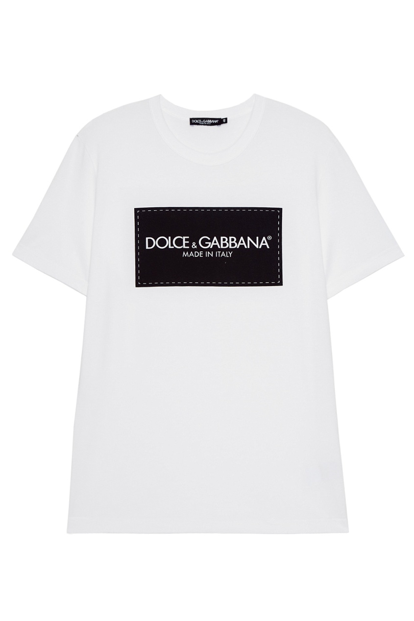 фото Белая хлопковая футболка с логотипом Dolce&gabbana