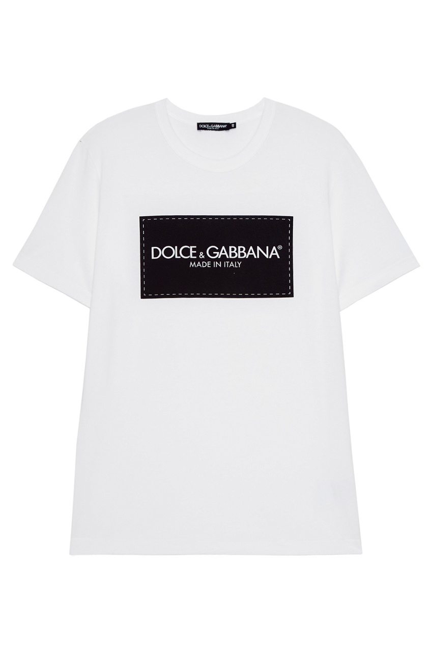 фото Белая хлопковая футболка с логотипом dolce&gabbana