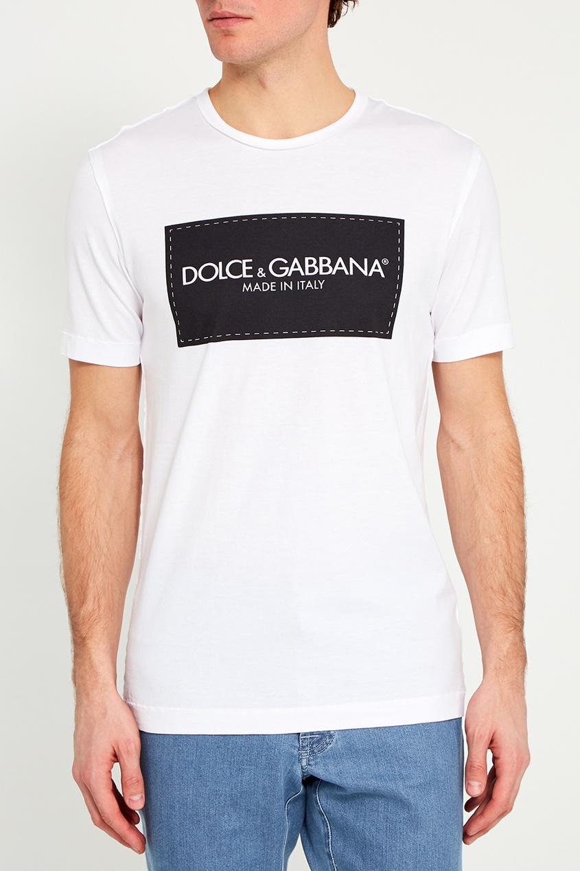 фото Белая хлопковая футболка с логотипом Dolce&gabbana