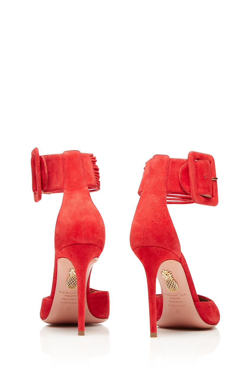 фото Красные замшевые туфли на шпильке casablanca pump 105 aquazzura