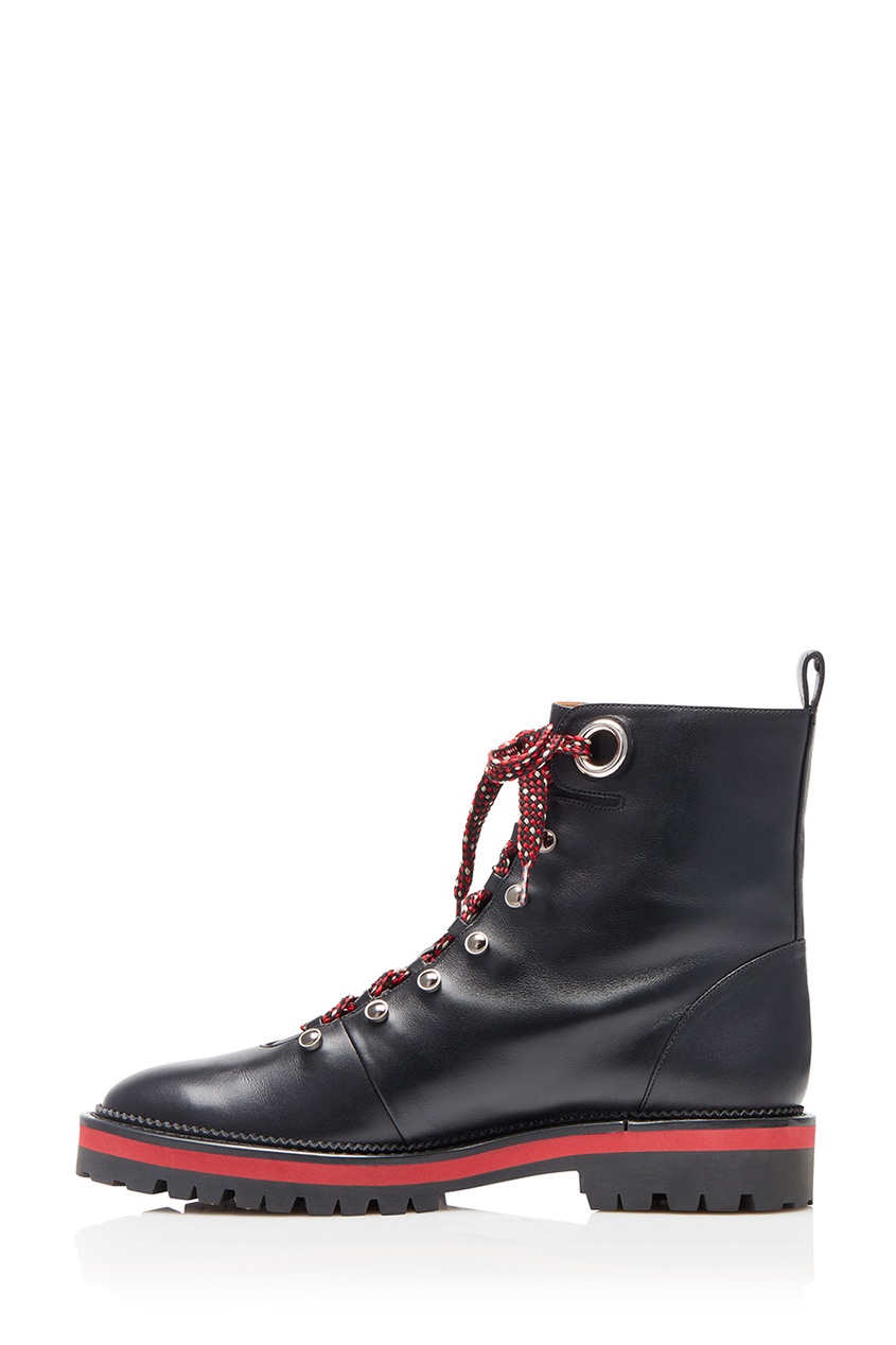 фото Черные кожаные ботинки hiker bootie flat aquazzura